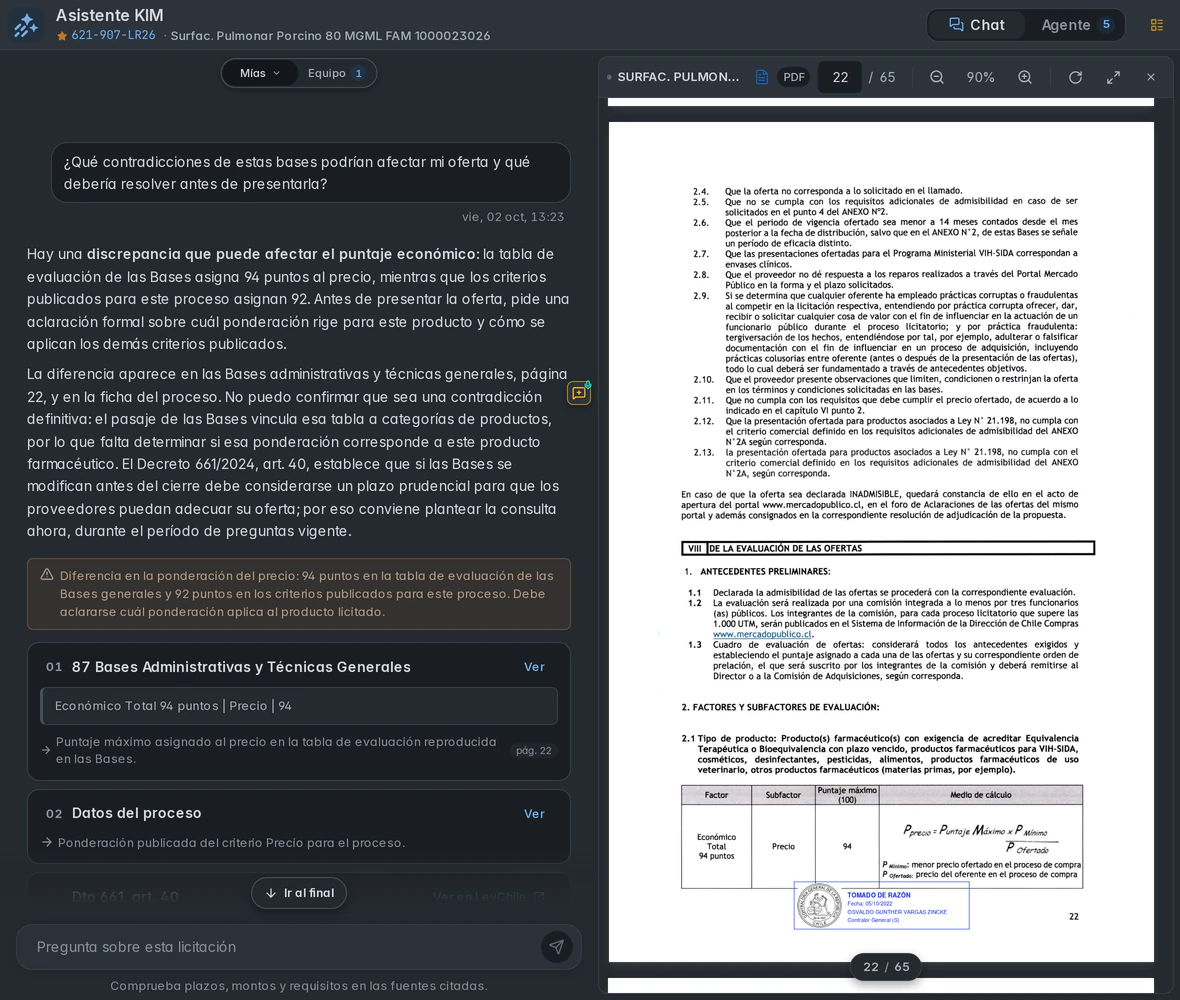 Page 22 of the terms open in Masnet’s viewer, with a table assigning 94 points to price.
